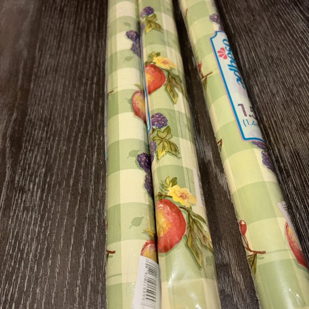 Adheso Self Adhesive Vinyl Covering‎ Fruit Apple Pear Grape Lot Of 3 1.5 Yard